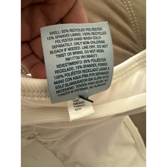 NWT Shade & Shore Swimsuit Womens Sz XL (16) White One Piece Ribbed Drawstring - Picture 13 of 15